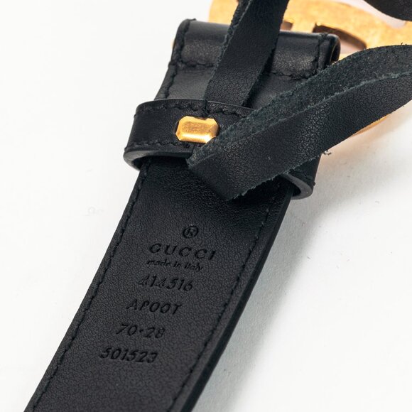 Gucci GG Marmont Black Leather Thin Belt - Picture 4 of 4